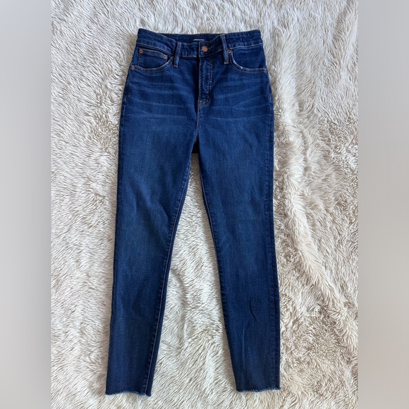 J. Crew Curvy Toothpick Skinny Jeans Cropped Raw Hem Dark Wash Size 29 - Picture 1 of 10